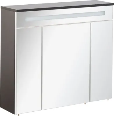 Produktbild von FACKELMANN LED Spiegelschrank KARA / mit Soft-Close-System / Maße (B x H x T): ca. 80 x 70 x 23 cm / Schrank für das Bad / Möbel fürs WC oder Badezimmer / Korpus: Anthrazit / Front: Spiegel