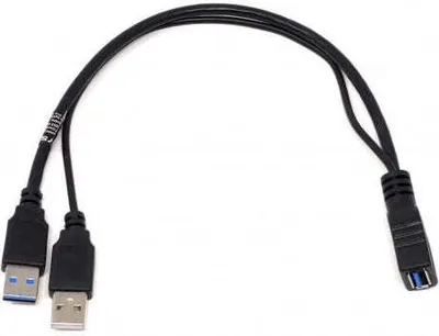 Produktbild von System-S Y Kabel USB Typ A 3.0 Buchse zu 1 x USB Typ A 3.0 und 1x USB A Typ 2.0