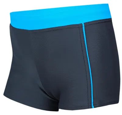 Produktbild von Aquarti Jungen Badehose Schwimmhose Seitliche Paspel Kinder Badeshorts, Farbe: 024 Graphit / Blau, Größe: 146