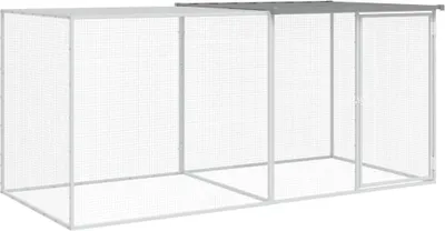 Produktbild von vidaXL Hühnerkäfig mit Dach Hellgrau 203x98x90 cm Verzinkter Stahl