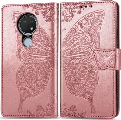 Produktbild von Mobigear Butterfly  Nokia 7.2 Hülle Klapphülle Geldbörse - Roségold