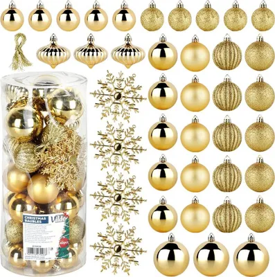 Image de Boules de Noël incassables dorées 4 / 5 / 6 / 10 cm 40 pièces.