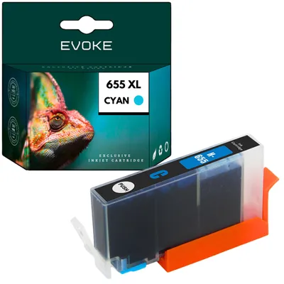 Productafbeelding van Evoke-patronen, compatibel met de HP-printer 655 CZ110AE, cyaan, 15 ml, compatibel met DeskJet Ink Advantage 3525, 4615, 4625, 6525