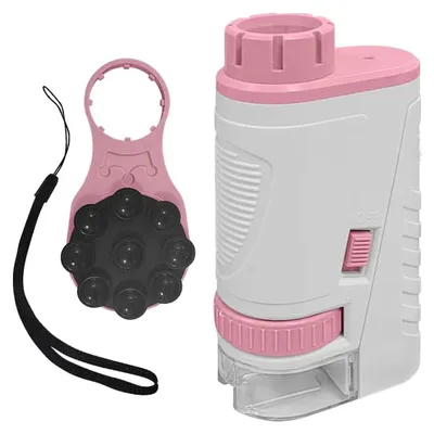 Taschenmikroskop 60-160x, LED, mit Telefonhalter, rosa