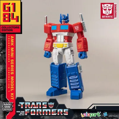 A Transformers Optimus Prime model kit is displayed against a light gray background.