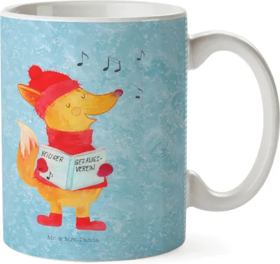 Produktbild von Mr. & Mrs. Panda Pott Fuchs Sänger - Eisblau - Geschenk, Weihnachten, Kinderbecher, Winter, Heiligabend, Trinklernbecher, Kunststoffbecher, Weihnachtslieder, Singen