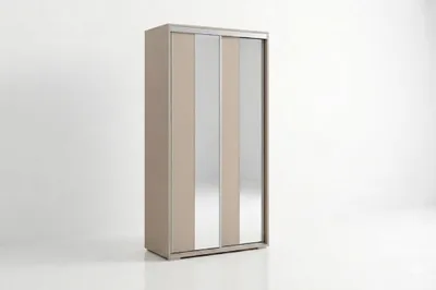 Produktbild von A4 Schlafzimmerschrank mit 2 Schiebetüren, Spiegel - Kaschmir - 125 x 62 x 215 cm