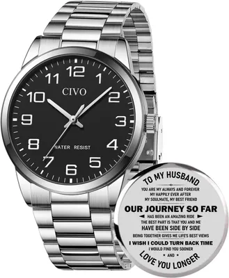 Produktbild von Herren Armbanduhr Analog Quarz Edelstahl Silber Wasserdicht 3ATM Leicht Lesbares Zifferblatt Klassische Business Uhr