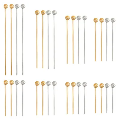 Kopfstecknadeln Messing 800 Stück, 8 Größen, Gold/Silber, 2 mm