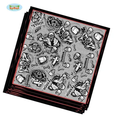 Produktbild von Halloween Party Servietten Zombie 100% Papier schwarz weiß rot 33x33 cm 20 Stück