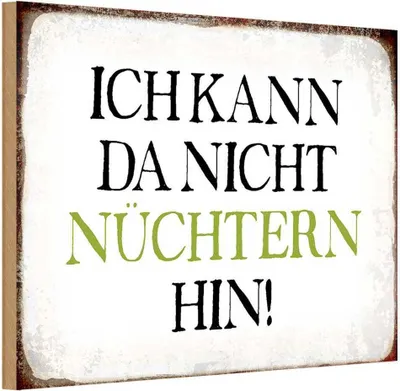 Produktbild von vianmo Holzschild 20x30 cm ich kann da nicht nüchtern hin Dekoration