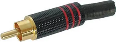 Produktbild von Cinch-Stecker - Vergoldete Spitze - Schwarzes Metallgehuse - Rot