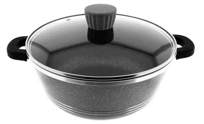 Produktbild von Almina Kochtöpfe mit Glasdeckel Antihaftbeschichtung Aluminium-Druckguss in Grau ?32 cm