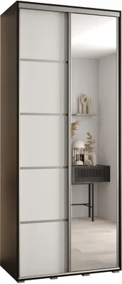 Produktbild von MEBLE KRYSPOL Davos 5 Schrank, zwei Türen - 235,2x100x60 cm - Schwarz Weiß Silber