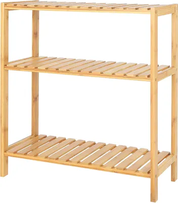 Produktbild von dibea Schuhregal aus Bambus, 3 Ablageflächen, 60x26x66 cm, natur