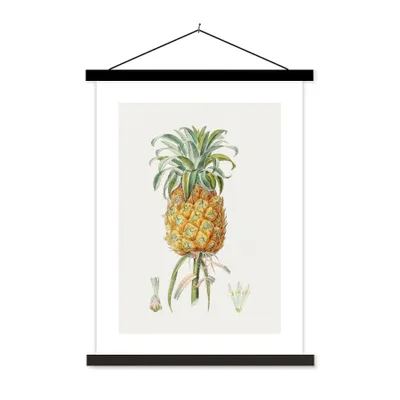 Produktbild von MuchoWow® Textilposter Ananas - Weinlese - Obst 60x80 cm mit schwarzem Rahmen - Plakathalter