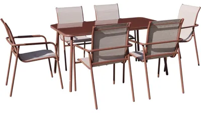 Immagine prodotto di Set da pranzo da giardino in metallo "Malaga" - 7 posti - Terracotta