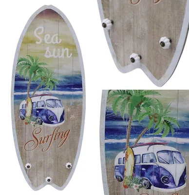 Image de 100cm panneau de planche de surf avec patère en bois Tableau de surf mural Surfing