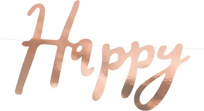 Produktbild von Happy Birthday Schriftzug Girlande 16x62cm rosegold metallic