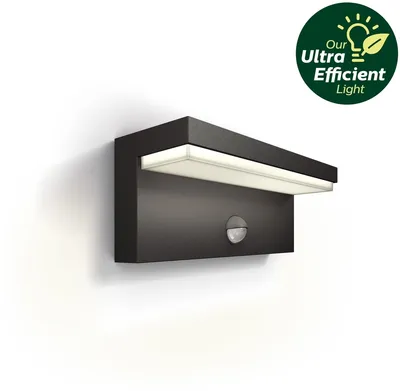 Zdjęcie produktu dla Philips Kinkiet Bustan 3,8 W, Oświetlenie zewnętrzne ścienne, Antracyt, Metal, IP44, Patio, Ogród, I