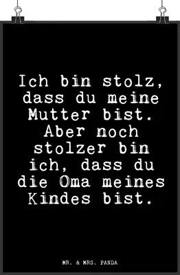 Produktbild von Mr. & Mrs. Panda drucke Ich bin stolz, dass... DIN A4 - Schwarz - Geschenk, wanddeko, Oma, Wandbild, stolz, Mama, Wanddekoration, Plakat, Bild, Spruch, Geburt, Großmutter