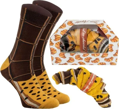 Produktbild von Rainbow Socks Alltagssocken Schokoladen Hörnchen 1 Paar Lustiges Geschenk Gr.47-50