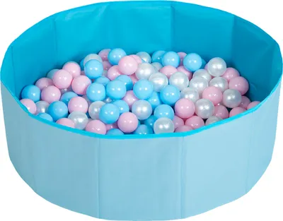 Zdjęcie produktu dla Selonis suchy basen składany bs-100x z piłeczkami 6cm niebieski: babyblue-pudrowy róż-perła 80x23/100piłek zabawka basen tekstylny