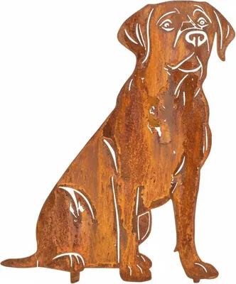 Produktbild von Edelrost Labrador Retriever - Rost Deko Hund Rostfigur Gartendeko für Draußen - stabile Metall Gartenfigur aus Stahl - Wetterfest für Beet Terrasse - 43x34cm