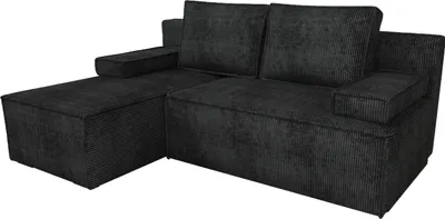 Produktbild von BroMARKT Ecksofa mit Schlaffunktion Caspar Schwarz Cord Links