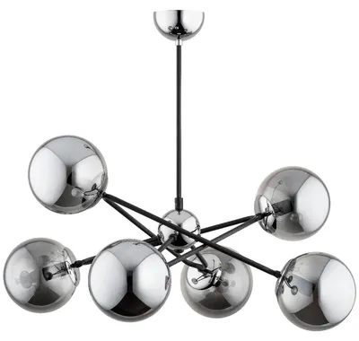 Obrázek produktu pro Závěsné svítidlo s chromovanými prvky SAGITO, černé, 6xE14x10W, kov, rozměry: 55x62x60 cm, IP20, Alfa