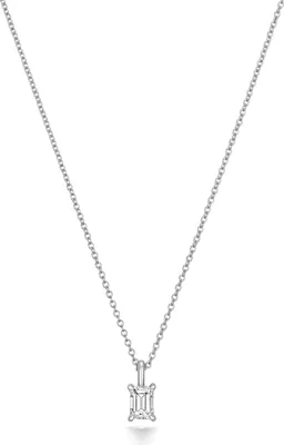 Produktbild von Funkelndes Feuer Wunderschöne 18 Karat (750) Weißgold Damen - Diamant Halskette Smaragd-Schliff 0.19 Karat - 46cm; TRS3735718KW