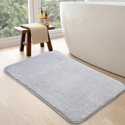 Produktbild von Unyqoos® Badematte aus Baumwolle – weich & rutschfest, 70 x 120 cm, Grau, für Dusche und Badezimmer