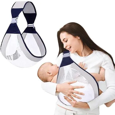 Obrázok produktu pre Ibenzoa® Ergonomická, nastaviteľná nosička pre bábätká – vhodná pre bábätká od 3 do 36 mesiacov, priedušná sieťovina z bavlny a Elastanu, polstrovaná opierka hlavy, popruhy s dĺkou 132–163 cm