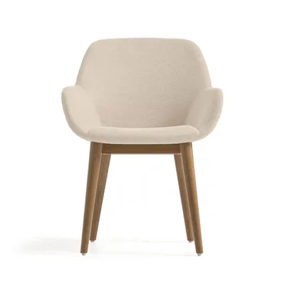 Produktbild von 4-er Set Stuhl Konna 59 x 83 x 55 cm Chenille Beige Eschenholz Dunkel Garnitur