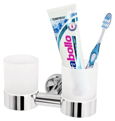 Immagine prodotto di bremermann serie bagno LUCENTE bicchiere doppio per spazzolini da denti in acciaio inox cromato lucido