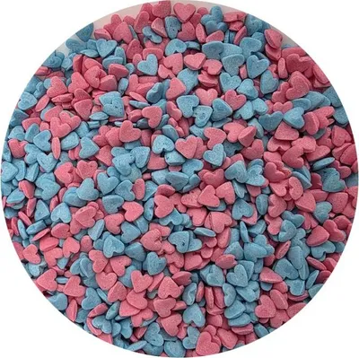 Obrázek produktu pro Cukrové zdobení Růžovo-modré srdce 80g