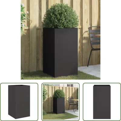 Produktbild von The Living Store Pflanzkübel Schwarz 42x38x75 cm Kaltgewalzter Stahl