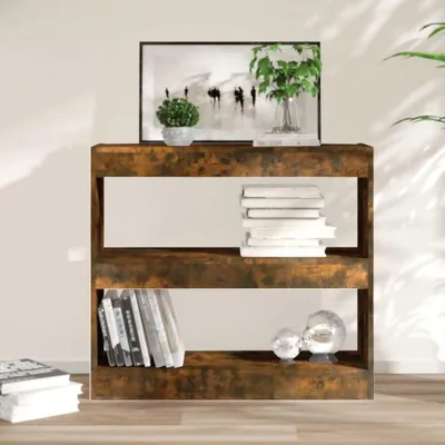 Produktbild von Bücherregal mit 2 Fächern, Standregal, Wandregal, Raumteiler, Räuchereiche, 80x30x72 cm