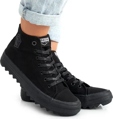Zdjęcie produktu dla Damskie Wysokie Trampki Na Dużej Podeszwie BIG STAR FF274244 Czarne 37