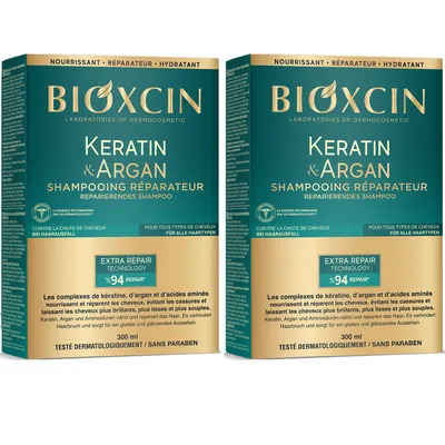 Produktbild von Bioxcin Keratin & Argan Repair Shampoo, Doppelpack 2x300 Ml - Verwittertes & Beschädigtes Haar