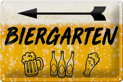 Produktbild von Blechschild Hinweis Biergarten links Bier Schild, 30x20 cm, Blechschilder Spruch Getränk, Alkohol, Bier