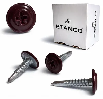 Immagine prodotto di Viti autoperforanti ETANCO GM-B per tetti in acciaio, RAL 3005 rosso vino, 4,2 x 19 mm, 250 pezzi