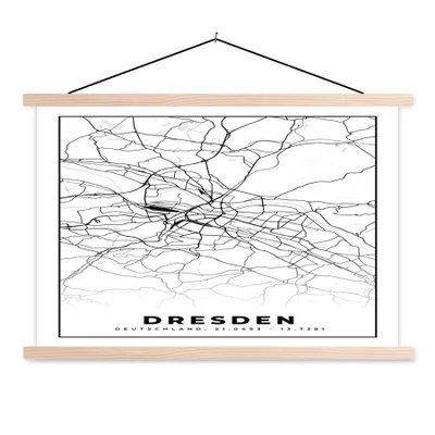 Produktbild von MuchoWow® Textilposter Karte - Dresden - Stadtplan 60x40 cm mit holzfarbenen Rahmen - Bilder