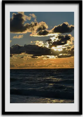 Produktbild von Bild - Bilderrahmen - 50 cm x 70 cm - MDF - Rahmen - Wandkunst Sonnenuntergang Meer