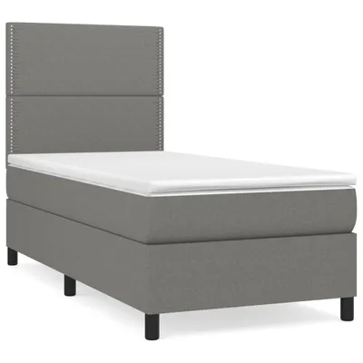 Produktbild von vidaXL Boxspringbett mit Matratze Dunkelgrau 90x190 cm Stoff