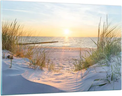 Produktbild von Bilder auf glas - Düne Strand Meer - 120x80cm - Glasbilder - Wandbilder - Kunstdruck - zum Aufhängen bereit - Wanddekoration aus Glas - Glas Bilder - Wandbild auf Glas - Einteilig - GAA120x80-3989