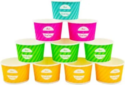 Produktbild von Eisbecher aus Papier, verschiedene Farben, 160 ml, Durchmesser 90 mm, Höhe 45 mm, 50 Stück.