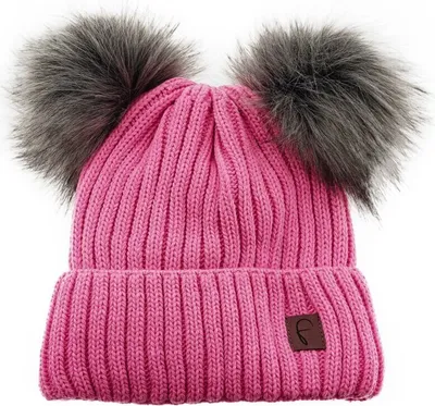 Immagine prodotto di Elegante cappello invernale con doppio pompon e fodera interna ideale per le giornate fredde Rosa
