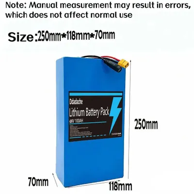 Zdjęcie produktu dla Akumulator litowo-jonowy 48V - bateria 13S6P - 100Ah, 100000mAh, 2000W - do skuterów elektrycznych / rowerów elektrycznych - z systemem BMS - ładowarka DC 54,6V XT60