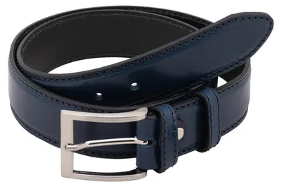 Image de Ceinture en cuir de vachette véritable avec boucle métallique, fabriquée en Italie. Disponible en marron, noir et rouge. Dimensions : 4x4x0,3 cm